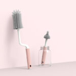 Baby Bottle Brush Set - 2-Piece Silicone 360° Rotating Bottle & Nipple Cleaning Brushes