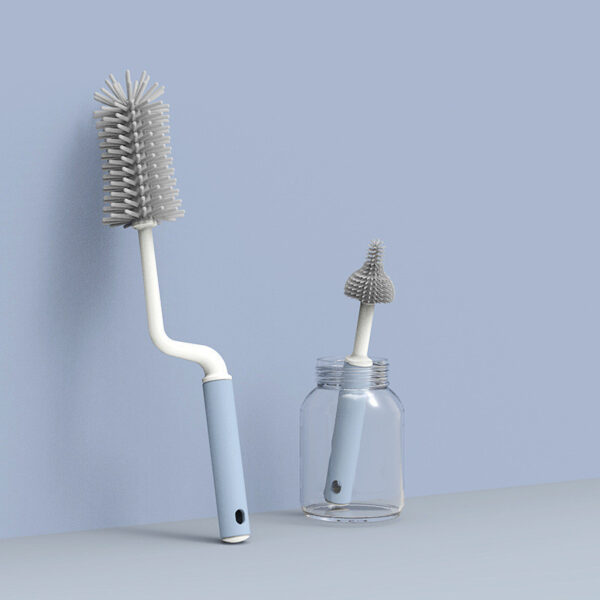 Baby Bottle Brush Set - 2-Piece Silicone 360° Rotating Bottle & Nipple Cleaning Brushes