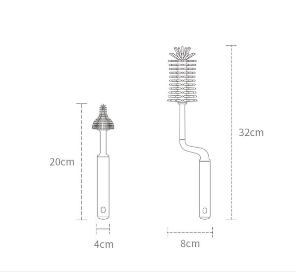 Baby Bottle Brush Set - 2-Piece Silicone 360° Rotating Bottle & Nipple Cleaning Brushes