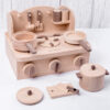 STEM Montessori Wooden Complete Mini Kitchen Stove Top Set Toy