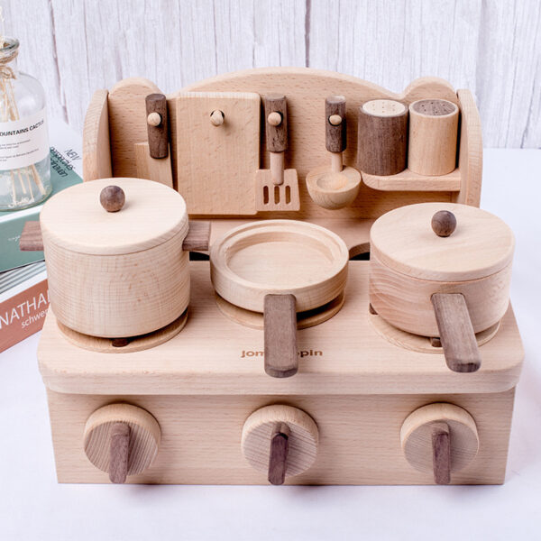 STEM Montessori Wooden Complete Mini Kitchen Stove Top Set Toy