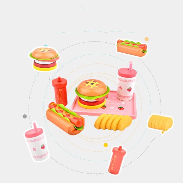 Montessori Wooden Fast Food Combo Toy Set