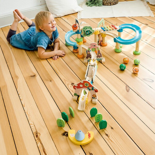 Jouet Educatif Bloc de Construction Le Parcours de Balle en bois