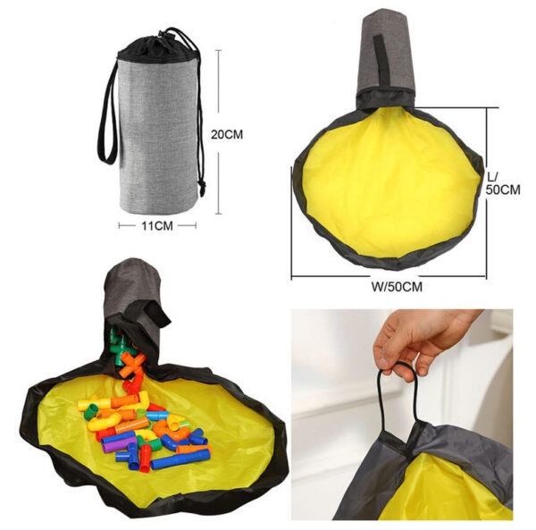 Foldable Toy Storage and Clean Up Basket with Play Mat