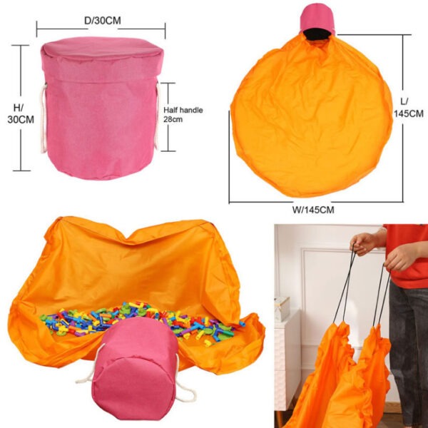 Foldable Toy Storage and Clean Up Basket with Play Mat
