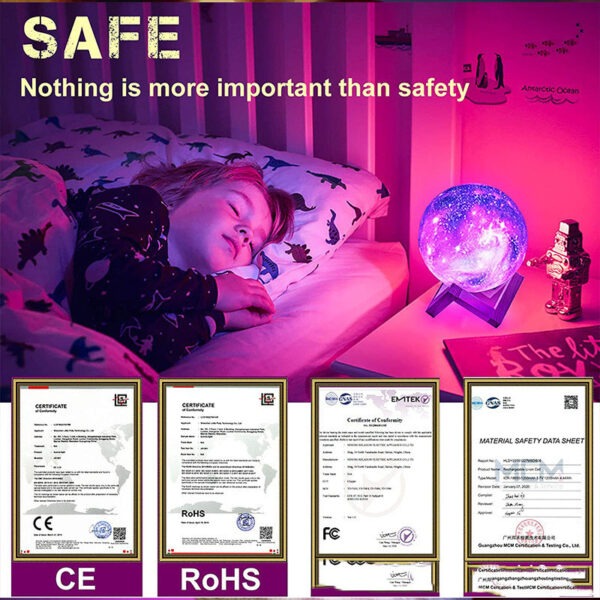 Lampe Veilleuse Pleine Lune Galaxie 16 Couleurs Chambre Bébé