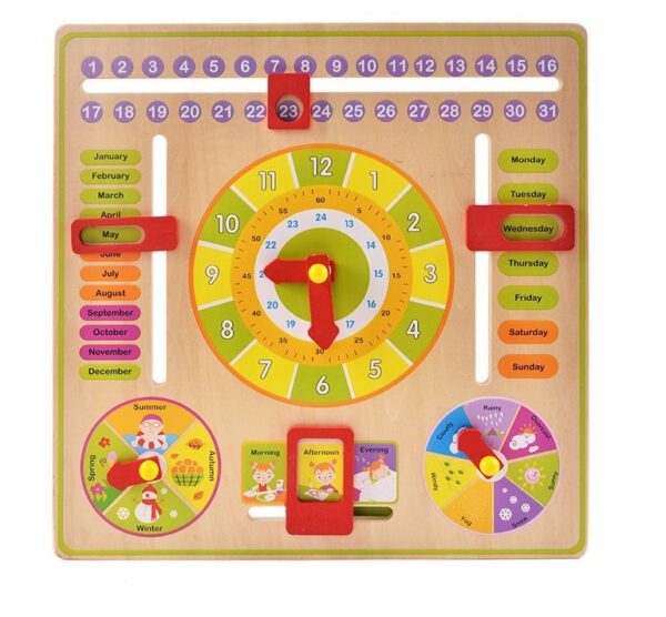 Wooden Learning Board Clock - Time - Weather
