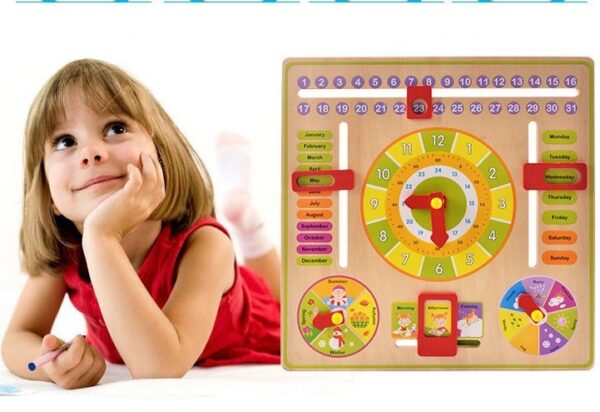 Wooden Learning Board Clock - Time - Weather
