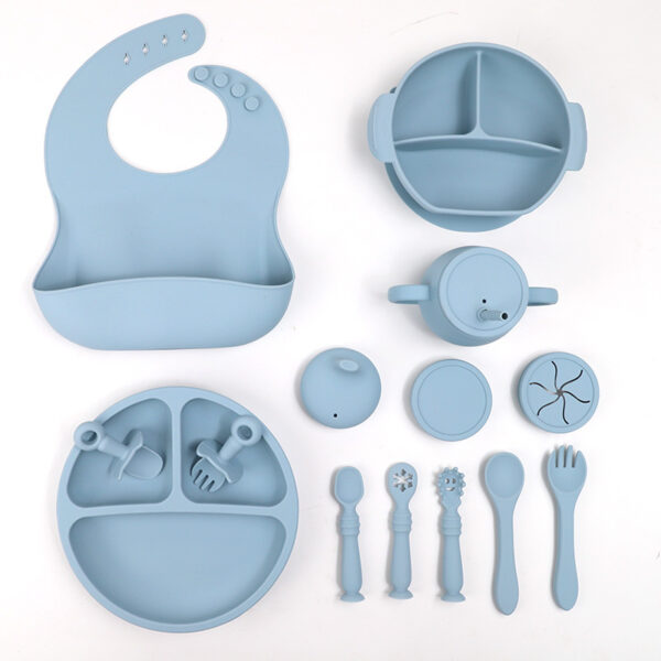 SET DE VAISSELLE EN SILICONE COMPLET POUR ENFANT 15PCS