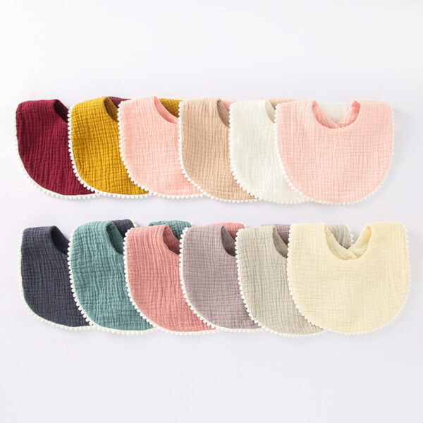 Baby Muslin Drool Bib | Soft Cotton Gauze Teething Bib with Lace Trim - Soft & Absorbent