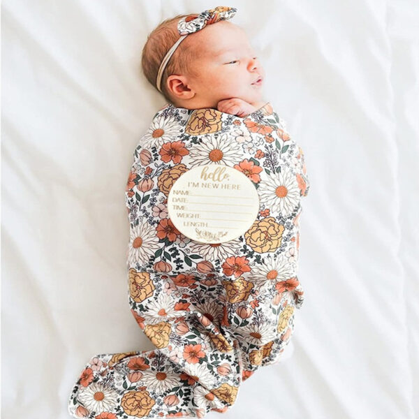 6465398e-ba9f-41d9-b34f-107202e7f2be.jpg Newborn Swaddle & Birth Announcement Set | 4-Piece Baby Photoshoot Gift Set