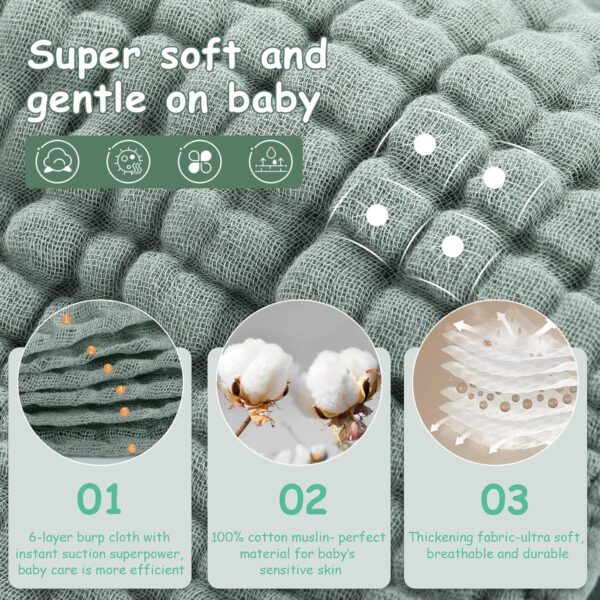 Muslin Burp Cloths 6-Pack | Extra Soft & Ultra-Absorbent Cotton Burping Cloths for Babies