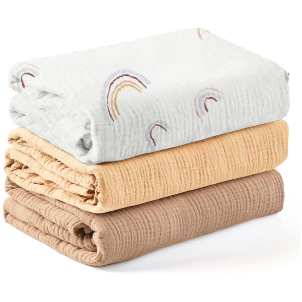 Baby Muslin Swaddle Blankets (3-Pack) | Ultra-Soft 100×100cm Cotton Gauze Wraps