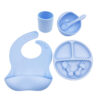 7-Piece Silicone Baby Feeding Set - Bib, Suction Bowl, Plate, Cup, Spoon & Fork