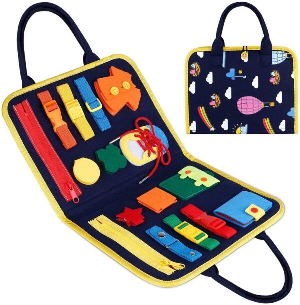 Busy Book for Toddlers 1-6 Years - Montessori Dressing, Buttoning & Fine Motor Skills Activity Book