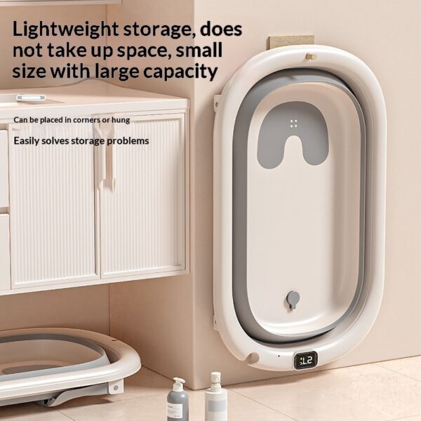 Large Newborn Baby Bathtub - 45L Foldable Portable Baby Bath with Temperature-Sensing Thermometer