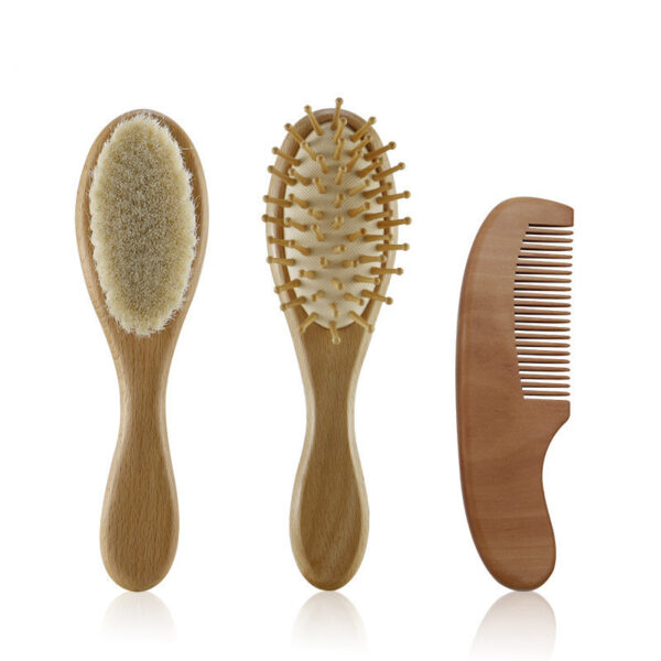 Baby Hair Brush & Comb Set - Gentle Wooden Hair Care for Newborns & Babies