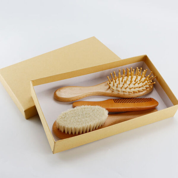 Baby Hair Brush & Comb Set - Gentle Wooden Hair Care for Newborns & Babies
