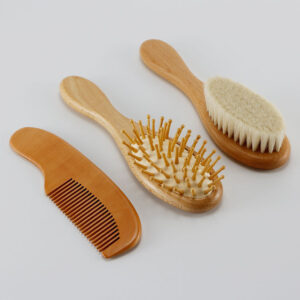 Baby Hair Brush & Comb Set - Gentle Wooden Hair Care for Newborns & Babies