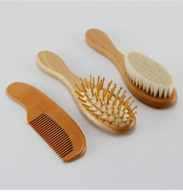 Baby Hair Brush & Comb Set - Gentle Wooden Hair Care for Newborns & Babies