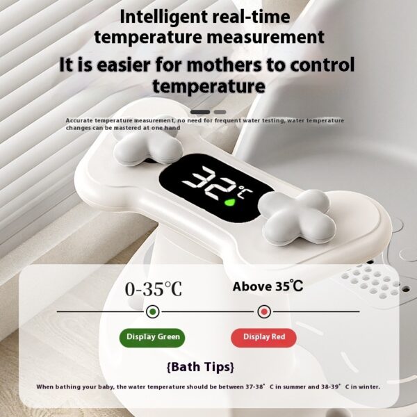 Baby Bath Seat with Temperature-Sensing Thermometer - Non-Slip Bath Support for Babies & Toddlers