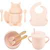 17cd2fe5-f4d9-4fd6-a372-630e78804a86.jpg 8-Piece Silicone Baby Feeding Set - Cute Squirrel Plate, Bowl, Bib, Cup, Spoon & Fork