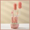 Baby Bottle Cleaning Brush Set - 4-Piece Silicone Bottle, Nipple & Straw Brushes with Drying Stand