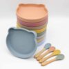3-Piece Silicone Baby Feeding Set – Bear Plate, Spoon & Fork