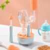 Baby Bottle Cleaning Brush Set - 4-Piece Silicone Bottle, Nipple & Straw Brushes with Drying Stand