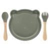 3-Piece Silicone Baby Feeding Set – Bear Plate, Spoon & Fork