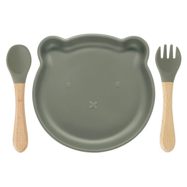 3-Piece Silicone Baby Feeding Set – Bear Plate, Spoon & Fork