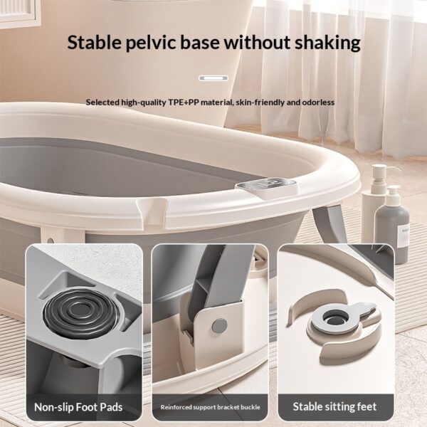 Large Newborn Baby Bathtub - 45L Foldable Portable Baby Bath with Temperature-Sensing Thermometer