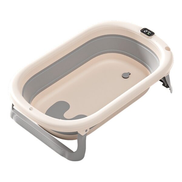 Large Newborn Baby Bathtub - 45L Foldable Portable Baby Bath with Temperature-Sensing Thermometer