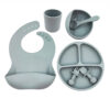 7-Piece Silicone Baby Feeding Set - Bib, Suction Bowl, Plate, Cup, Spoon & Fork