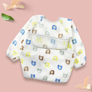 Waterproof Kids Bib - Cute Feeding & Painting Bib with Clear Pocket