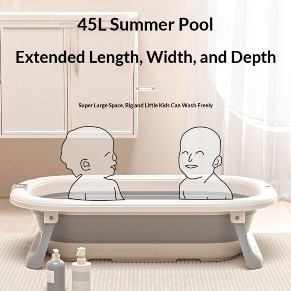 Large Newborn Baby Bathtub - 45L Foldable Portable Baby Bath with Temperature-Sensing Thermometer
