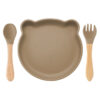 3-Piece Silicone Baby Feeding Set – Bear Plate, Spoon & Fork