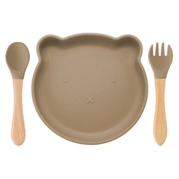 3-Piece Silicone Baby Feeding Set – Bear Plate, Spoon & Fork