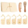 Newborn Baby Gift Set – Soft Cotton Towel, Baby Hair Brush, Comb & Milestone Door Hangers