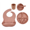 7-Piece Silicone Baby Feeding Set - Bib, Suction Bowl, Plate, Cup, Spoon & Fork