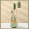 Baby Bottle Cleaning Brush Set - 4-Piece Silicone Bottle, Nipple & Straw Brushes with Drying Stand