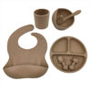7-Piece Silicone Baby Feeding Set - Bib, Suction Bowl, Plate, Cup, Spoon & Fork