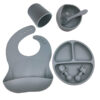 7-Piece Silicone Baby Feeding Set - Bib, Suction Bowl, Plate, Cup, Spoon & Fork