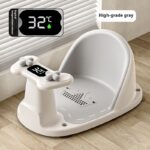 Baby Bath Seat with Temperature-Sensing Thermometer - Non-Slip Bath Support for Babies & Toddlers