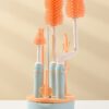 Baby Bottle Cleaning Brush Set - 4-Piece Silicone Bottle, Nipple & Straw Brushes with Drying Stand