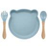 3-Piece Silicone Baby Feeding Set – Bear Plate, Spoon & Fork