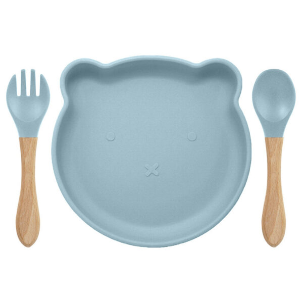 3-Piece Silicone Baby Feeding Set – Bear Plate, Spoon & Fork