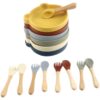 3-Piece Silicone Baby Feeding Set – Bear Plate, Spoon & Fork
