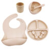 7-Piece Silicone Baby Feeding Set - Bib, Suction Bowl, Plate, Cup, Spoon & Fork
