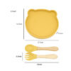 3-Piece Silicone Baby Feeding Set – Bear Plate, Spoon & Fork